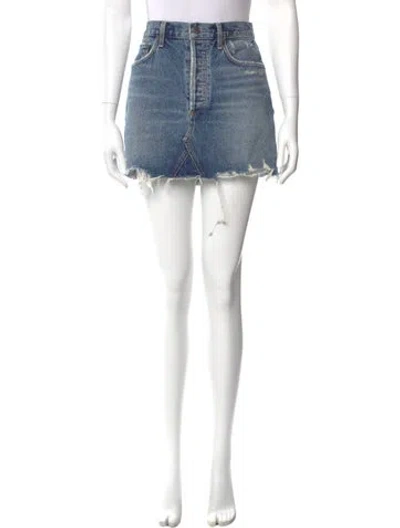 Pre-owned Agolde Distressed Accents Mini Skirt In Blue