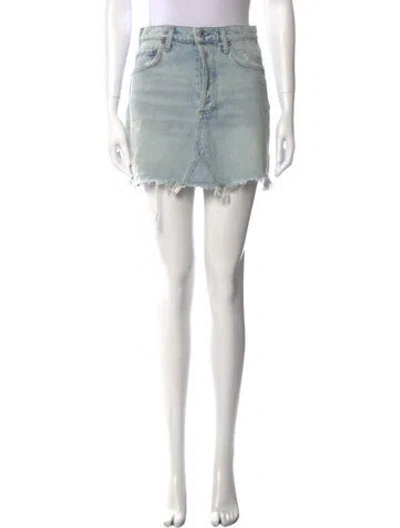 Pre-owned Agolde Distressed Accents Mini Skirt In Blue