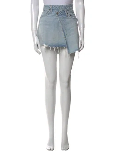 Pre-owned Agolde Distressed Accents Mini Skirt In Blue