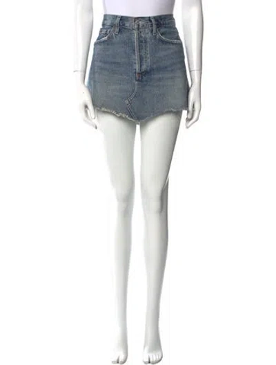 Pre-owned Agolde Distressed Accents Mini Skirt In Blue
