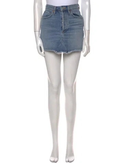 Pre-owned Agolde Distressed Accents Mini Skirt In Blue