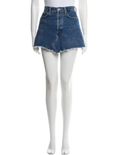 Pre-owned Agolde Distressed Accents Mini Skirt In Blue