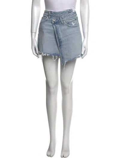 Pre-owned Agolde Distressed Accents Mini Skirt In Blue