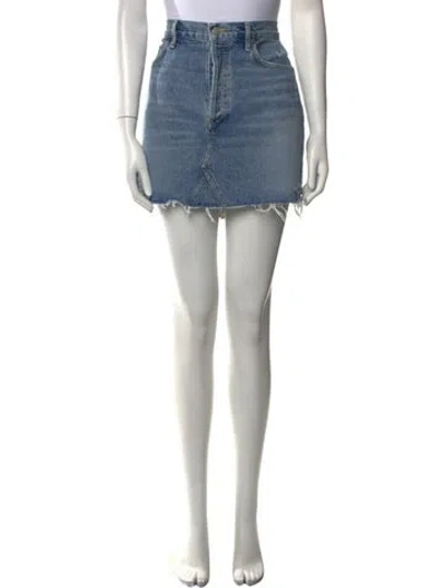 Pre-owned Agolde Distressed Accents Mini Skirt In Blue