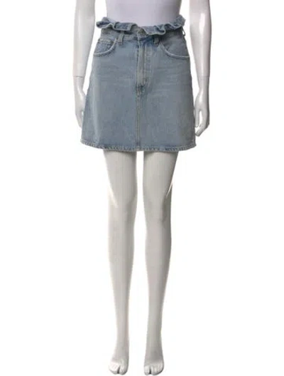Pre-owned Agolde Distressed Accents Mini Skirt In Blue