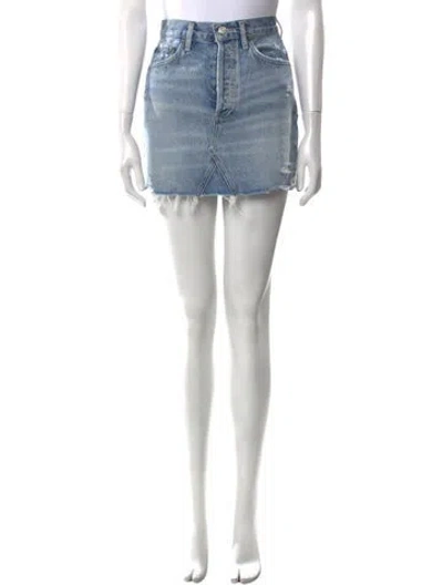 Pre-owned Agolde Distressed Accents Mini Skirt In Blue