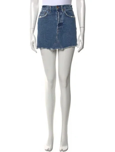Pre-owned Agolde Distressed Accents Mini Skirt In Blue