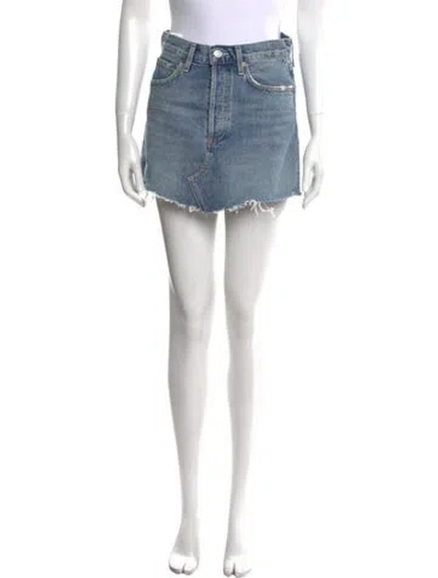 Pre-owned Agolde Distressed Accents Mini Skirt In Blue