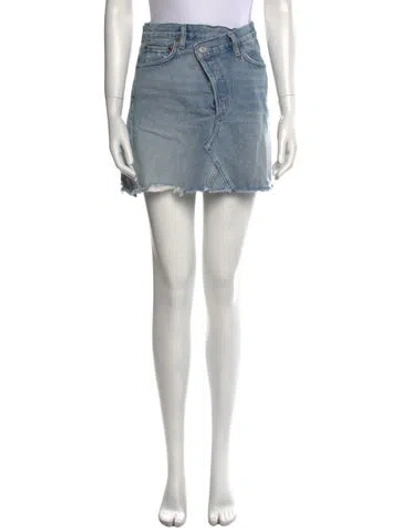 Pre-owned Agolde Distressed Accents Mini Skirt In Blue