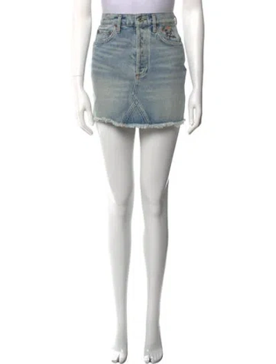 Pre-owned Agolde Distressed Accents Mini Skirt In Blue