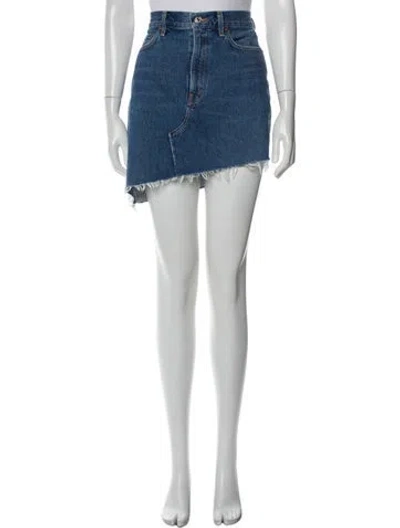Pre-owned Agolde Distressed Accents Mini Skirt In Blue