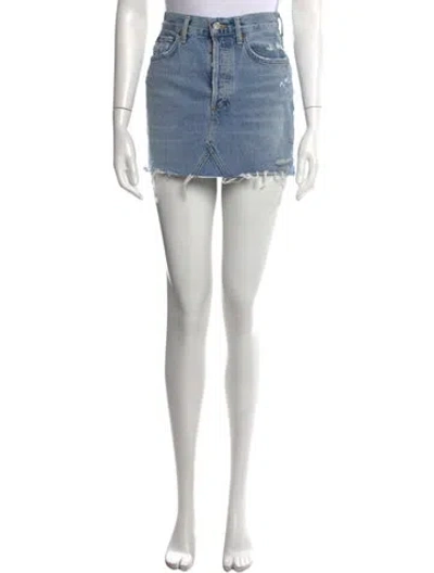 Pre-owned Agolde Distressed Accents Mini Skirt In Blue