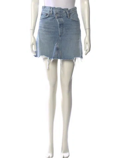 Pre-owned Agolde Distressed Accents Mini Skirt In Blue