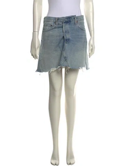 Pre-owned Agolde Distressed Accents Mini Skirt In Blue