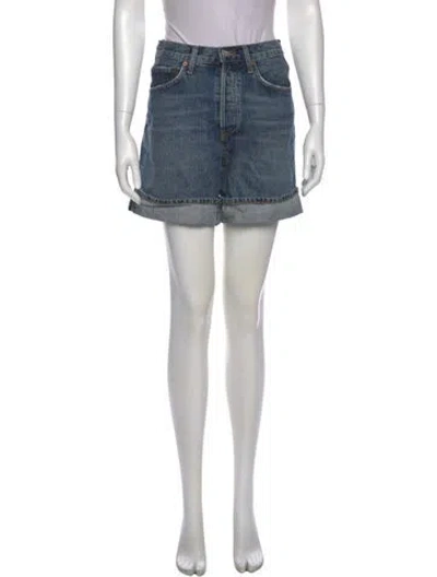 Pre-owned Agolde Distressed Accents Mini Skirt In Blue