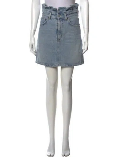Pre-owned Agolde Distressed Accents Mini Skirt In Blue