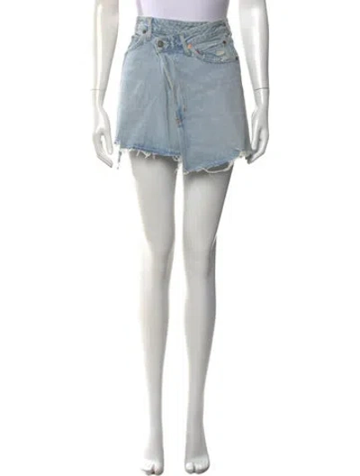 Pre-owned Agolde Distressed Accents Mini Skirt In Blue