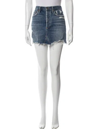 Pre-owned Agolde Distressed Accents Mini Skirt In Blue