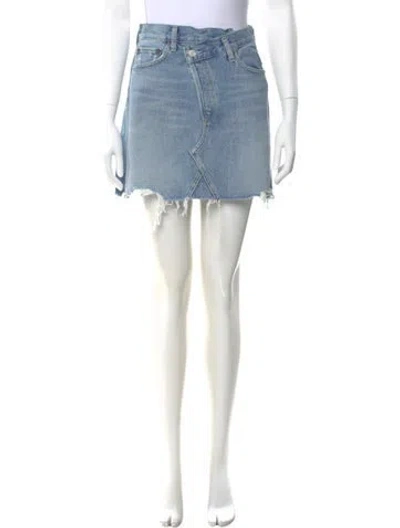Pre-owned Agolde Distressed Accents Mini Skirt In Blue