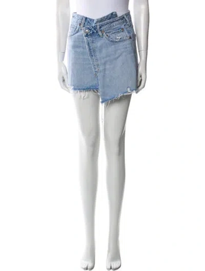 Pre-owned Agolde Distressed Accents Mini Skirt In Blue