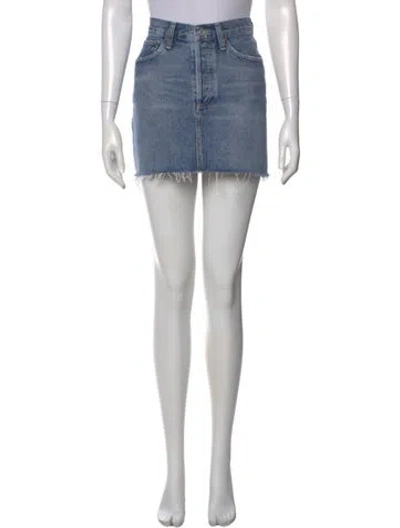 Pre-owned Agolde Distressed Accents Mini Skirt In Blue
