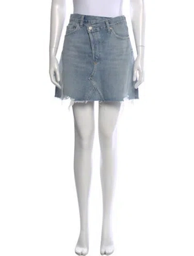 Pre-owned Agolde Distressed Accents Mini Skirt In Blue
