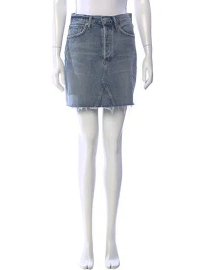 Pre-owned Agolde Distressed Accents Mini Skirt In Blue