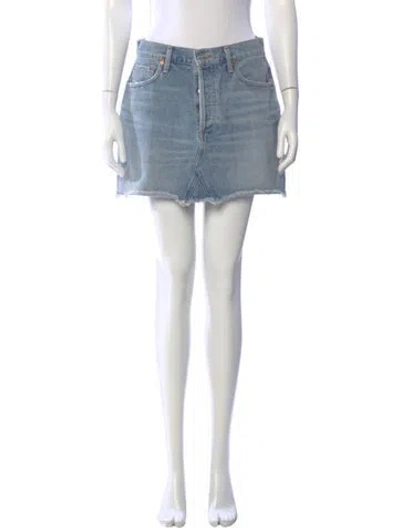 Pre-owned Agolde Distressed Accents Mini Skirt In Blue