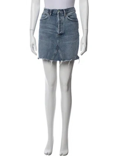 Pre-owned Agolde Distressed Accents Mini Skirt In Blue