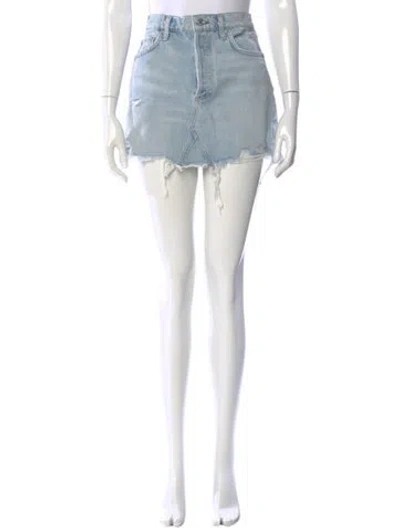 Pre-owned Agolde Distressed Accents Mini Skirt In Blue