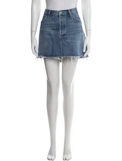 Pre-owned Agolde Distressed Accents Mini Skirt In Blue