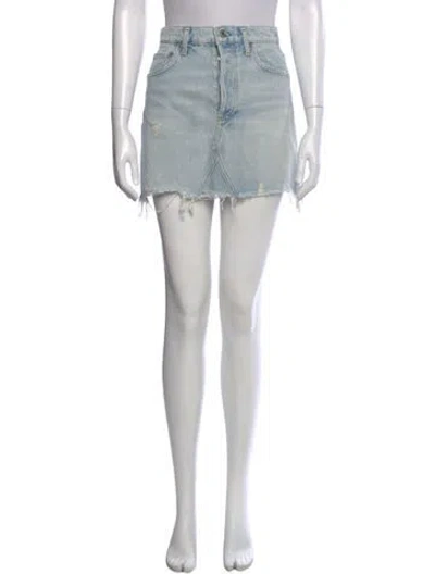 Pre-owned Agolde Distressed Accents Mini Skirt In Blue