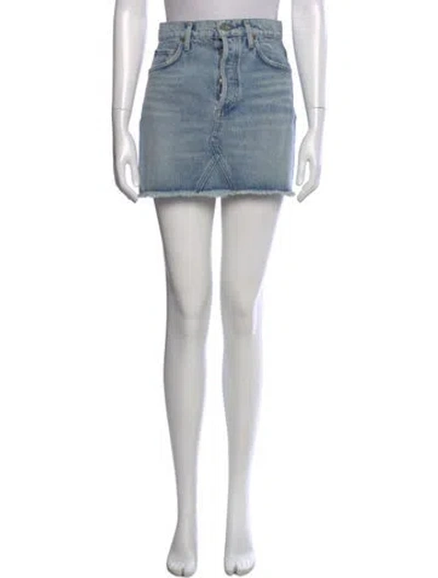 Pre-owned Agolde Distressed Accents Mini Skirt In Blue
