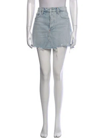 Pre-owned Agolde Distressed Accents Mini Skirt In Blue