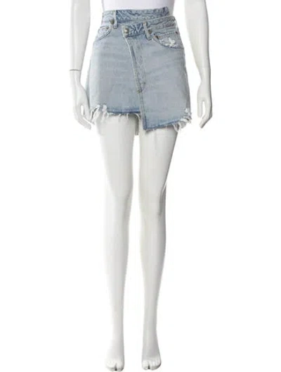 Pre-owned Agolde Distressed Accents Mini Skirt In Blue