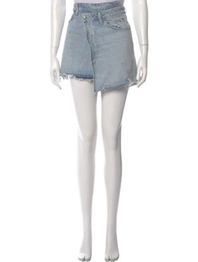 Pre-owned Agolde Distressed Accents Mini Skirt In Blue