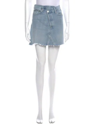 Pre-owned Agolde Distressed Accents Mini Skirt In Blue