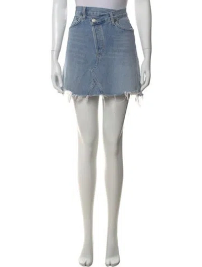 Pre-owned Agolde Distressed Accents Mini Skirt In Blue