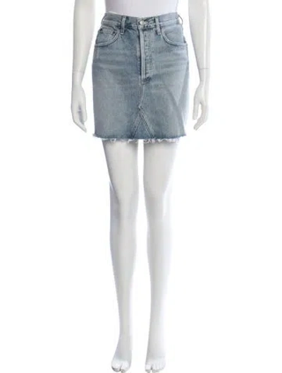Pre-owned Agolde Distressed Accents Mini Skirt In Blue