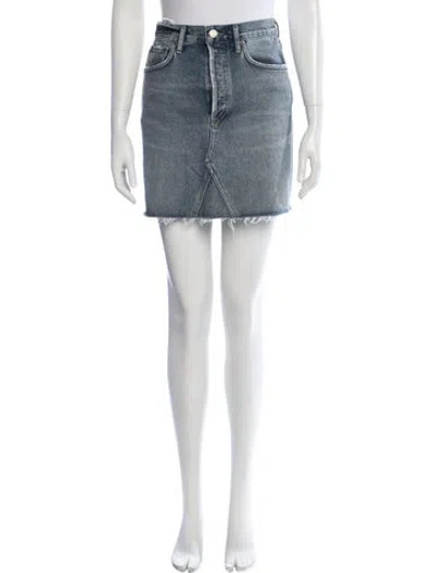Pre-owned Agolde Distressed Accents Mini Skirt In Blue