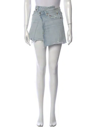 Pre-owned Agolde Distressed Accents Mini Skirt In Blue
