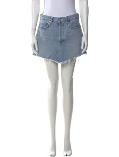 Pre-owned Agolde Distressed Accents Mini Skirt In Blue