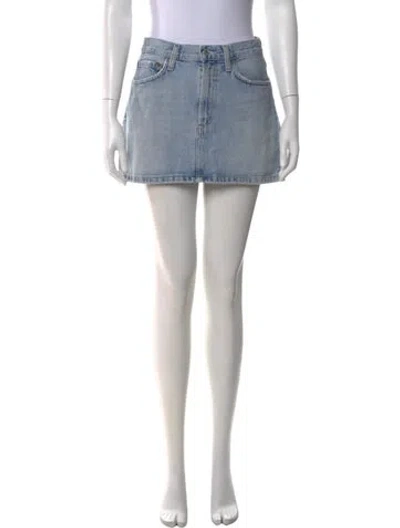 Pre-owned Agolde Distressed Accents Mini Skirt In Blue