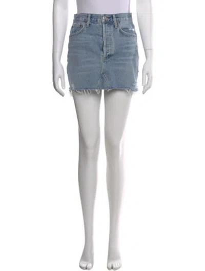 Pre-owned Agolde Distressed Accents Mini Skirt In Blue