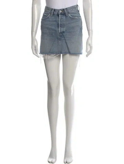 Pre-owned Agolde Distressed Accents Mini Skirt In Blue