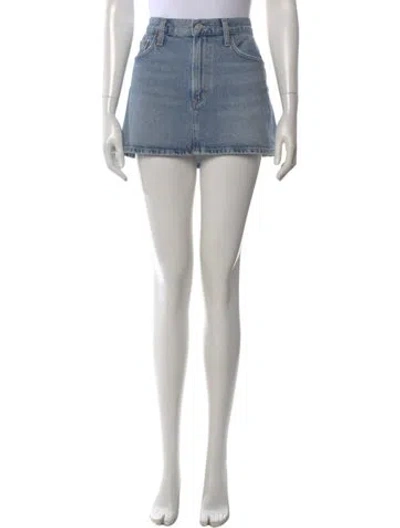 Pre-owned Agolde Distressed Accents Mini Skirt In Blue