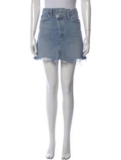 Pre-owned Agolde Distressed Accents Mini Skirt In Blue