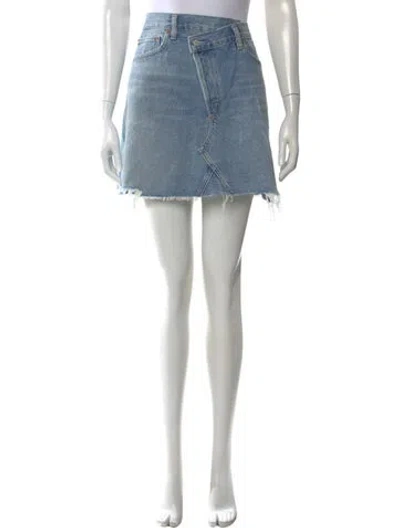 Pre-owned Agolde Distressed Accents Mini Skirt In Blue