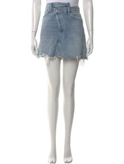 Pre-owned Agolde Distressed Accents Mini Skirt In Blue