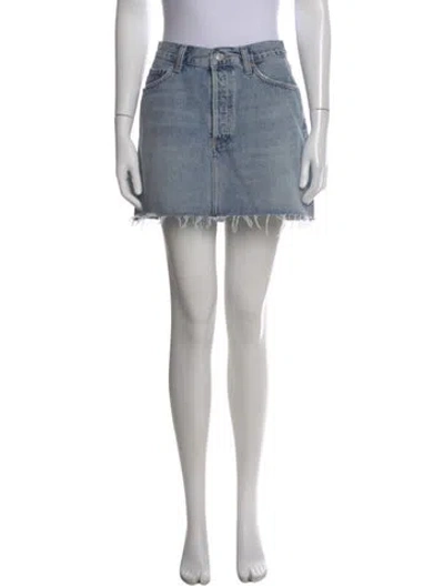 Pre-owned Agolde Distressed Accents Mini Skirt In Blue